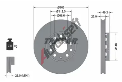 TEXTAR Brzdov kotou PRO - 288 mm TXT 92057605, 92057605