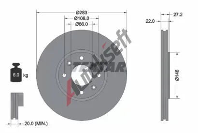 TEXTAR Brzdov kotou - 283 mm TXT 92059600, 92059600