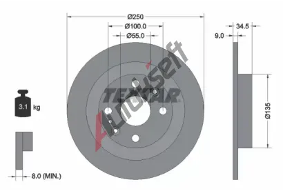 TEXTAR Brzdov kotou - 250 mm TXT 92061700, 92061700