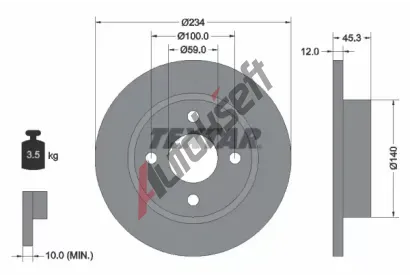 TEXTAR Brzdov kotou - 234 mm TXT 92063300, 92063300