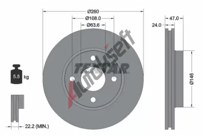 TEXTAR Brzdov kotou PRO - 260 mm TXT 92063503, 92063503