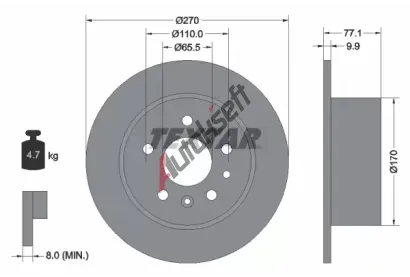 TEXTAR Brzdový kotouč - 270 mm TXT 92066300, 92066300 TEXTAR Brzdový kotouč - 270 mm TXT 92066300, 92066300