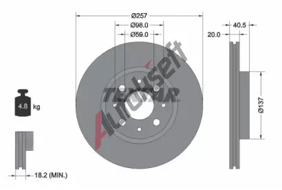 TEXTAR Brzdov kotou PRO - 257 mm TXT 92068503, 92068503