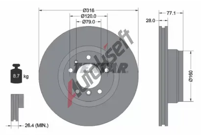 TEXTAR Brzdov kotou PRO+ - 316 mm TXT 92071405, 92071405