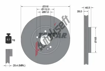 TEXTAR Brzdov kotou - 316 mm TXT 92073100, 92073100