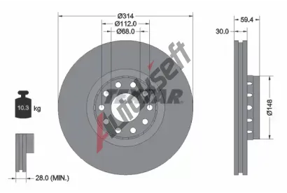 TEXTAR Brzdov kotou - 314 mm TXT 92073200, 92073200