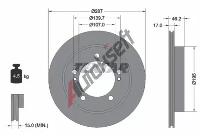 TEXTAR Brzdov kotou - 287 mm TXT 92076400, 92076400