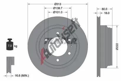 TEXTAR Brzdov kotou - 313 mm TXT 92091600, 92091600