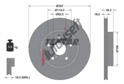 TEXTAR Brzdov kotou - 302 mm TXT 92093500, 92093500