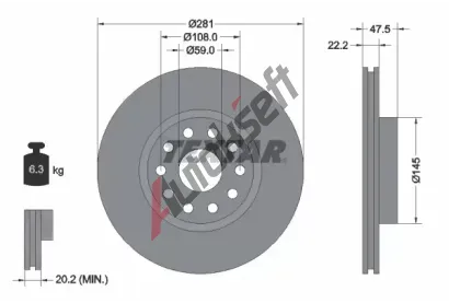 TEXTAR Brzdov kotou - 281 mm TXT 92093800, 92093800