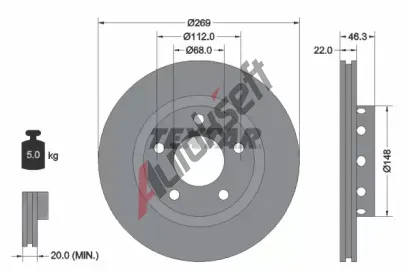 TEXTAR Brzdov kotou - 269 mm TXT 92098400, 92098400