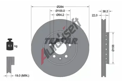 TEXTAR Brzdov kotou - 284 mm TXT 92103400, 92103400