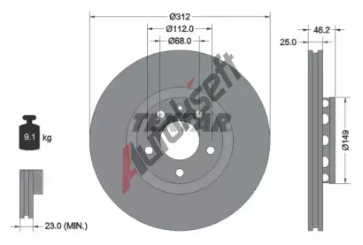 TEXTAR Brzdov kotou PRO - 312 mm TXT 92106105, 92106105