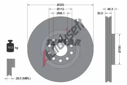 TEXTAR Brzdov kotou PRO - 320 mm TXT 92106705, 92106705