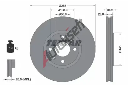 TEXTAR Brzdov kotou - 288 mm TXT 92107800, 92107800