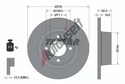 TEXTAR Brzdov kotou - 275 mm TXT 92107900, 92107900