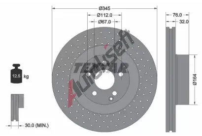 TEXTAR Brzdov kotou - 345 mm TXT 92108800, 92108800