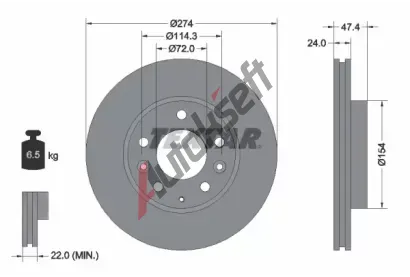 TEXTAR Brzdov kotou - 274 mm TXT 92110400, 92110400