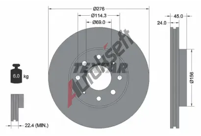 TEXTAR Brzdov kotou - 276 mm TXT 92110500, 92110500
