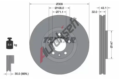 TEXTAR Brzdov kotou - 309 mm TXT 92111900, 92111900