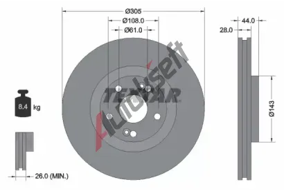 TEXTAR Brzdov kotou - 305 mm TXT 92112300, 92112300