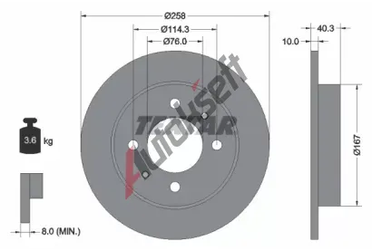 TEXTAR Brzdov kotou PRO - 258 mm TXT 92117103, 92117103