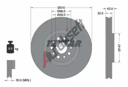 TEXTAR Brzdov kotou - 310 mm TXT 92118100, 92118100