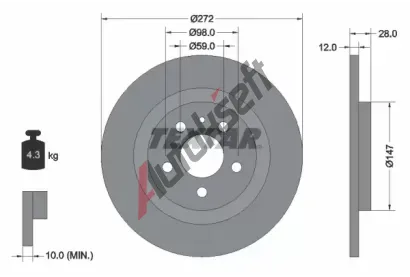 TEXTAR Brzdov kotou PRO - 272 mm TXT 92118203, 92118203