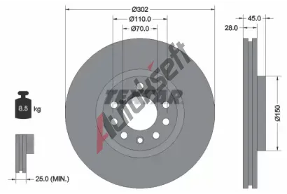 TEXTAR Brzdov kotou PRO - 302 mm TXT 92118303, 92118303