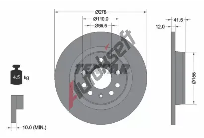 TEXTAR Brzdov kotou PRO - 278 mm TXT 92118503, 92118503