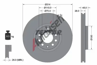 TEXTAR Brzdov kotou PRO - 314 mm TXT 92118803, 92118803