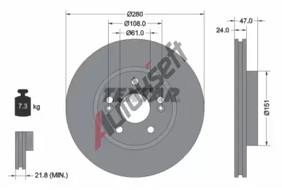 TEXTAR Brzdov kotou PRO - 280 mm TXT 92118903, 92118903