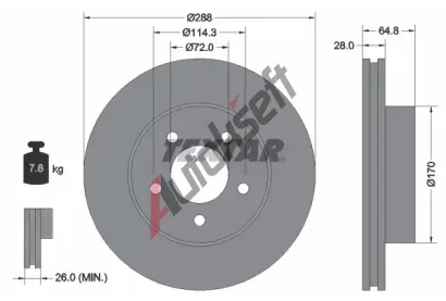 TEXTAR Brzdov kotou PRO+ - 288 mm TXT 92119705, 92119705