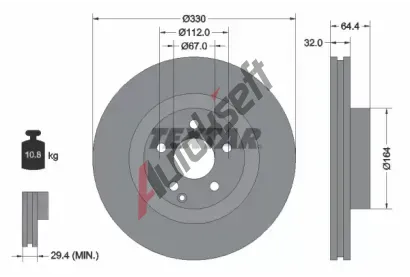 TEXTAR Brzdov kotou PRO - 330 mm TXT 92119905, 92119905