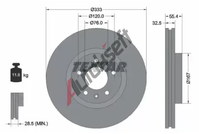 TEXTAR Brzdov kotou PRO+ - 333 mm TXT 92121305, 92121305