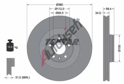 TEXTAR Brzdov kotou PRO+ - 360 mm TXT 92122205, 92122205