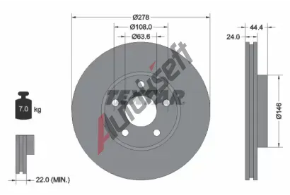 TEXTAR Brzdov kotou PRO - 278 mm TXT 92124803, 92124803