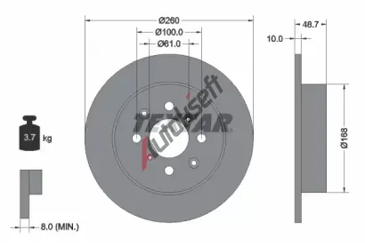 TEXTAR Brzdový kotouč - 260 mm TXT 92125300, 92125300 TEXTAR Brzdový kotouč - 260 mm TXT 92125300, 92125300