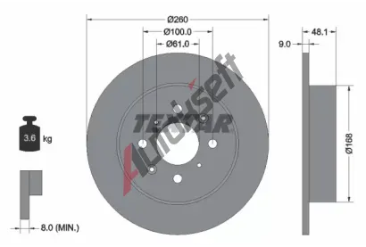 TEXTAR Brzdov kotou PRO - 260 mm TXT 92125403, 92125403