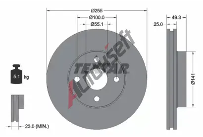 TEXTAR Brzdov kotou PRO - 255 mm TXT 92125803, 92125803