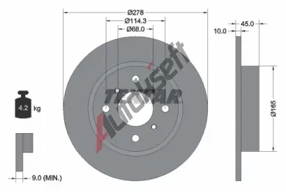 TEXTAR Brzdov kotou - 278 mm TXT 92128700, 92128700