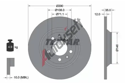 TEXTAR Brzdov kotou PRO - 290 mm TXT 92129603, 92129603