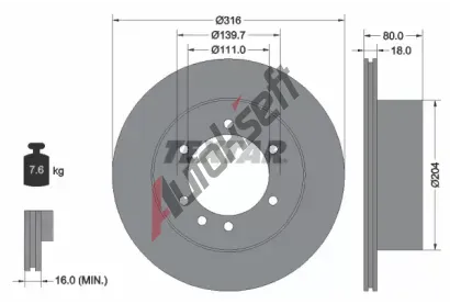 TEXTAR Brzdov kotou - 316 mm TXT 92129900, 92129900