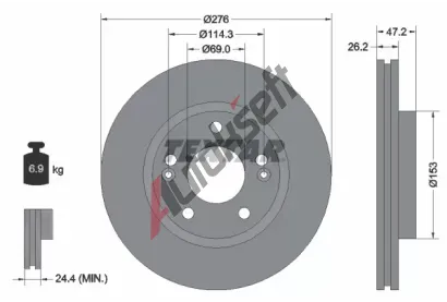 TEXTAR Brzdov kotou - 276 mm TXT 92131000, 92131000