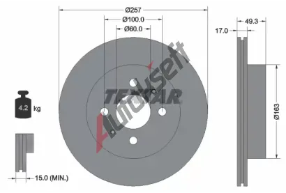 TEXTAR Brzdov kotou - 257 mm TXT 92131200, 92131200