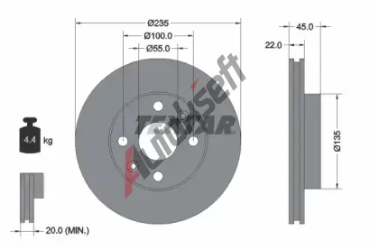 TEXTAR Brzdov kotou - 235 mm TXT 92134200, 92134200