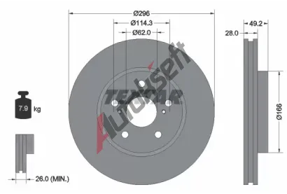 TEXTAR Brzdov kotou - 296 mm TXT 92135800, 92135800