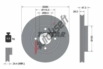 TEXTAR Brzdov kotou - 280 mm TXT 92136600, 92136600