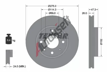 TEXTAR Brzdov kotou - 275 mm TXT 92136700, 92136700