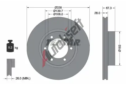 TEXTAR Brzdov kotou PRO - 338 mm TXT 92137303, 92137303